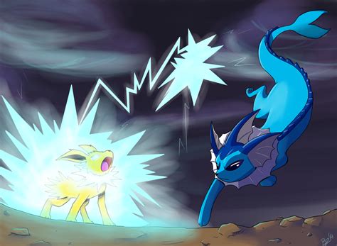 Jolteon vs Vaporeon by Jurassiczalar on DeviantArt