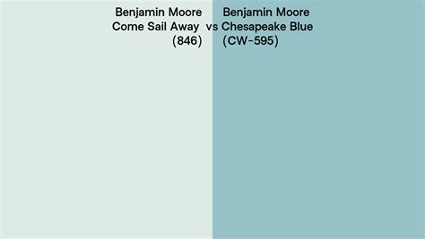 Benjamin Moore Come Sail Away vs Chesapeake Blue side by side comparison