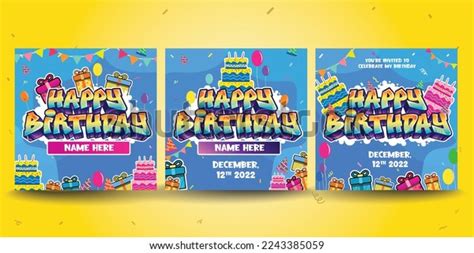 Happy Birthday Greeting Text Graffiti Style Stock Vector (Royalty Free ...