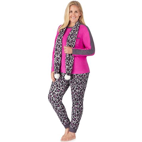 Plus Size Cuddl Duds Wonderland 3-piece Microfleece Pajama Set, Women's ...