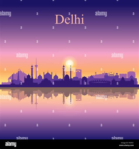 Delhi city skyline silhouette background Stock Photo - Alamy