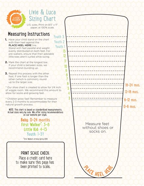 Kids Shoe Size Chart Printable