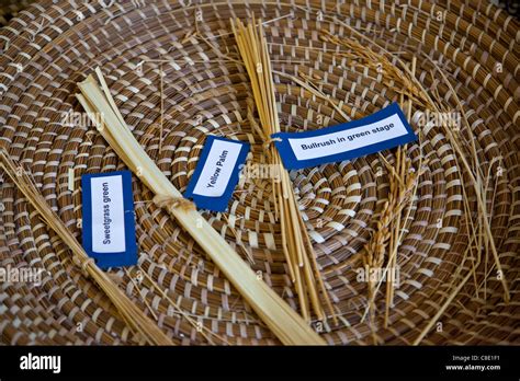 Coiled Gullah Sweetgrass Basket weaving, South Carolina Stock Photo - Alamy