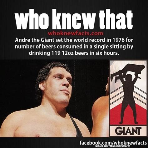 Andre the Giant set the world record in 1976 for number of beers ...