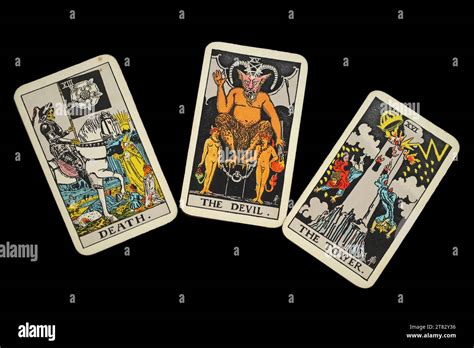 Death, the Devil and the Tower. Three Rider Waite tarot cards from the ...