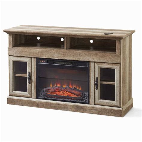 Media Fireplace TV Stand Electric Rustic Weathered Distressed