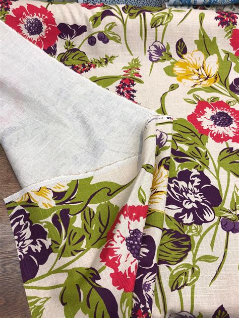 Becca Fiesta Floral Linen Drapery Fabric Upholstery Fabric by the yard ...