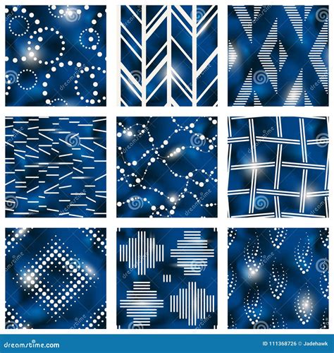 Set of blue batik patterns stock vector. Illustration of dynamic - 111368726