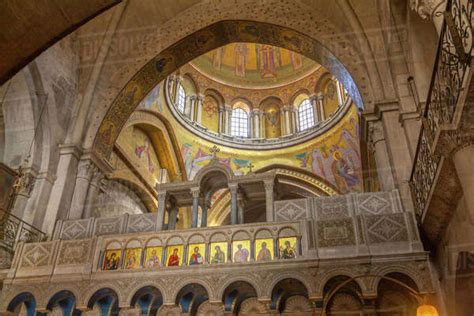 View of Church of the Holy Sepulchre interior in Old City, Old City, UNESCO World Heritage Site ...