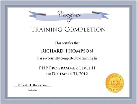 11 Free Sample Training Certificate Templates - Printable Samples