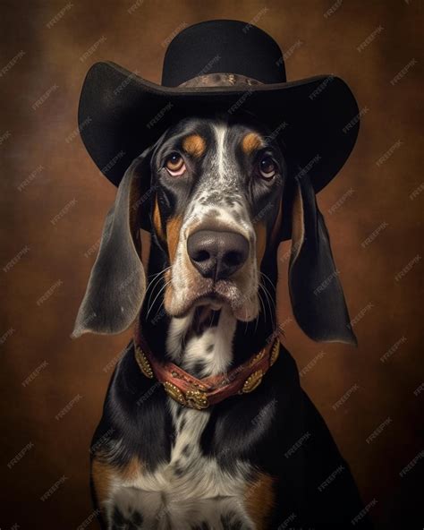 Premium AI Image | A dog wearing a cowboy hat and a black cowboy hat