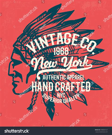 Native American Illustration Vintage Typography Tshirt Stock Vector (Royalty Free) 398820127 ...