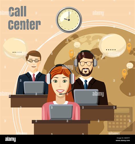 Call center team concept, cartoon style Stock Vector Image & Art - Alamy