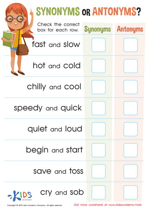 Antonym Worksheets