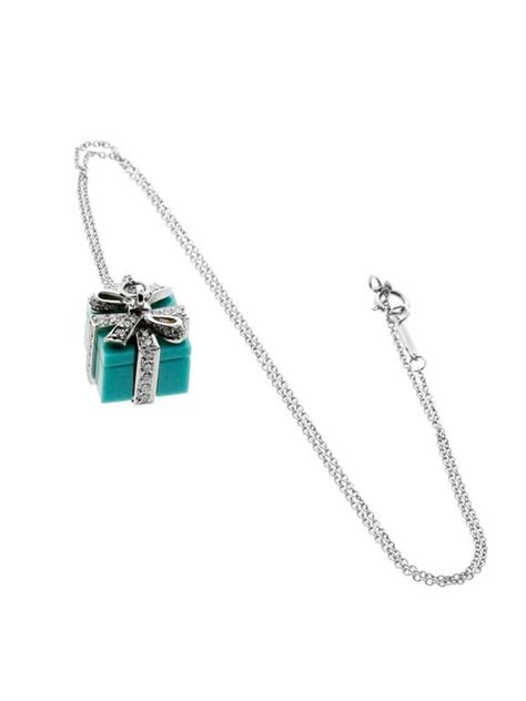 Tiffany and Co. Diamond Platinum Tiffany Blue Box Necklace at 1stDibs | tiffany box necklace