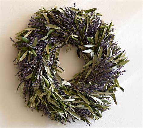 Fresh Olive Leaf & Dried Lavender Wreath | Pottery Barn | Wreaths ...