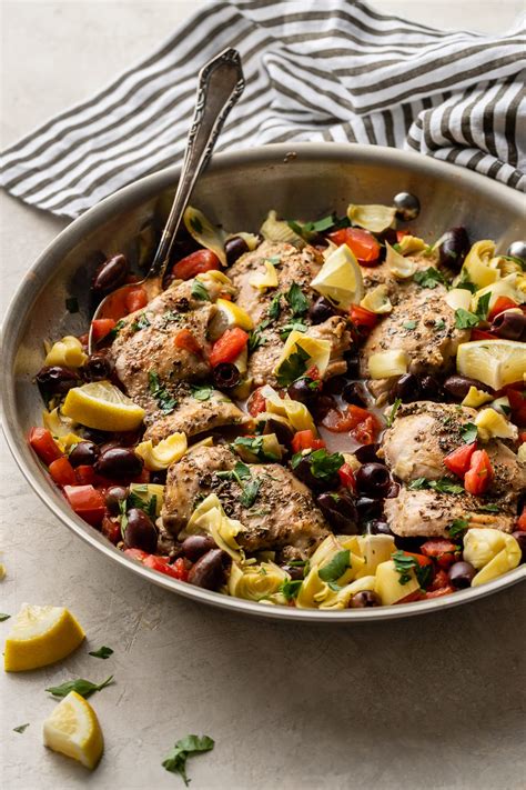 Easy One Pan Greek Chicken with Olives - Nourish and Fete