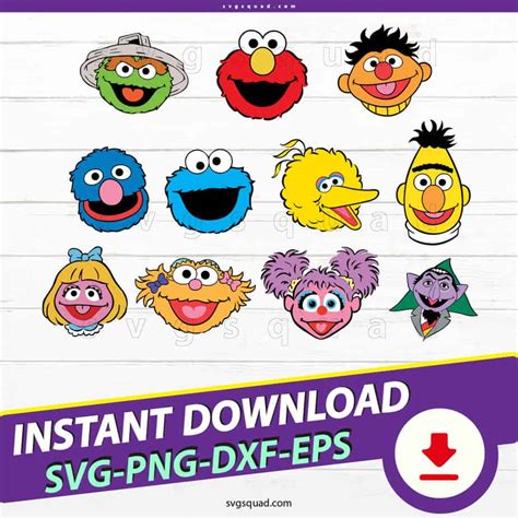 Street Monsters SVG PNG Sesame Heads Characters Pack Digital Files