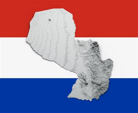 Premium Photo | 3d paraguay map black and white shaded relief map on paraguay flag background 3d ...