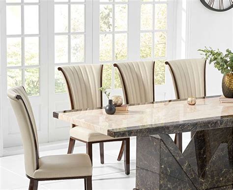 Tenore 180cm Marble Effect Dining Table with Alpine Chairs | Marble top dining table, Dining ...