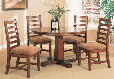 Distressed Walnut Dining Room Furniture W/Round Table