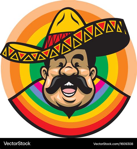 Cartoon of smiling mexican man with sombrero Vector Image