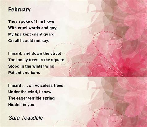 February Poem by Sara Teasdale - Poem Hunter