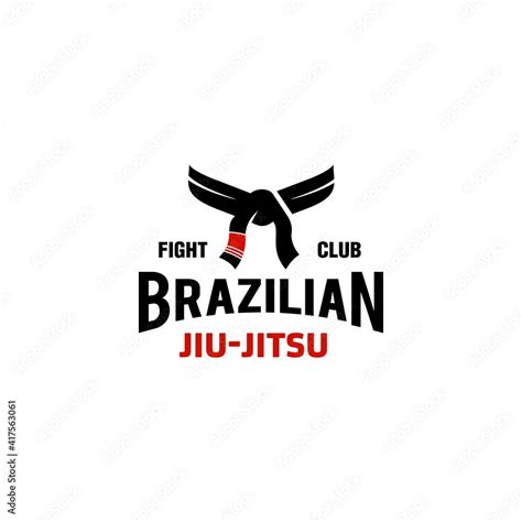 Vettoriale Stock Brazilian jiu jitsu black and red belt logo icon vector illustration design ...