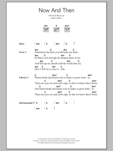 Now And Then by Adele Sheet Music for Guitar Chords/Lyrics at Sheet Music Direct