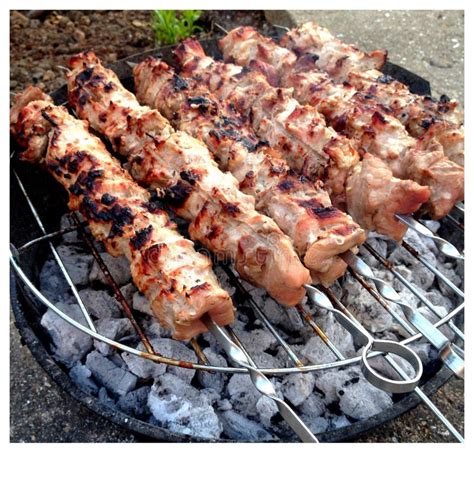 Chicken Skewers on a Barbecue Stock Photo - Image of steel, chicken: 27935226