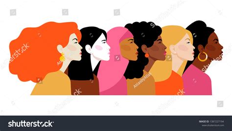 Multi-ethnic Beauty Different Ethnicity Women African Stock Vector (Royalty Free) 1387227194 ...