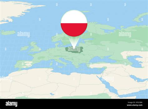 Map illustration of Poland with the flag. Cartographic illustration of Poland and neighboring ...