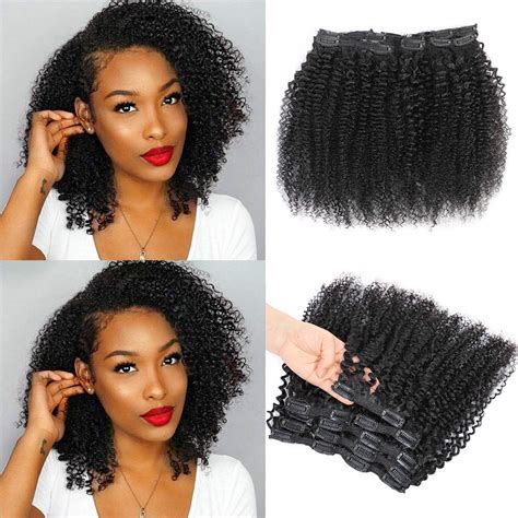 Amazon.com : Kinky Curly Clip In Hair Extensions for Black Women ...