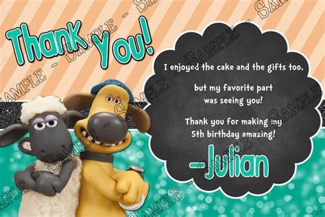 Shaun the Sheep Movie Birthday Party Invitations | Movie birthday party, Birthday party ...