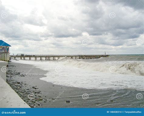 Storm on black sea. stock photo. Image of cloud, sand - 148438314