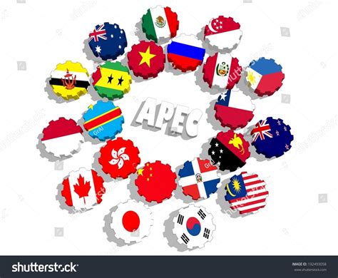 Apec -Asia-Pacific Economic Cooperation Members Flag On Gears Stock Photo 192493058 : Shutterstock