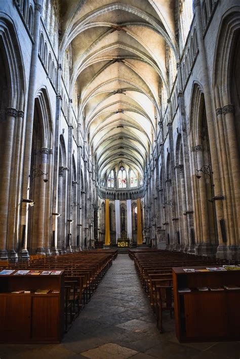 Beautiful Interior of the Catholic Cathedral in Vienne, France Stock Photo - Image of templars ...