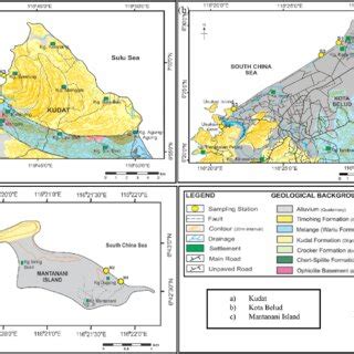 Base map for the study areas a) Kudat, b) Kota Belud and c) Mantanani... | Download Scientific ...