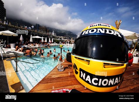 The helmet of Ayrton Senna - Monaco atmosphere. Monaco Grand Prix, Thursday 24th May 2018. Monte ...