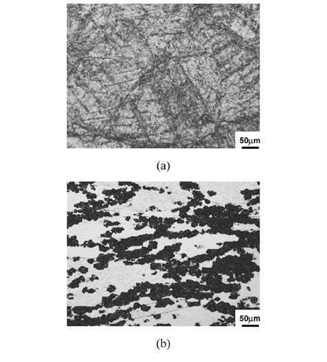 Pearlite to be induced by deformation: (a) undeformed; and (b) deformed ...