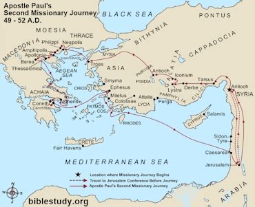 Apostle Paul's Second Missionary Journey Map