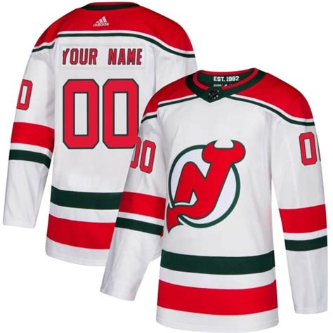 New Jersey Devils Custom Official White Adidas Authentic Youth Custom Alternate NHL Hockey Jersey