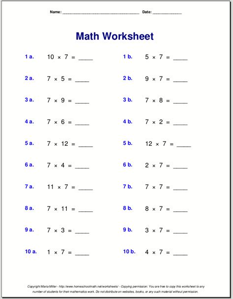 Free math worksheets