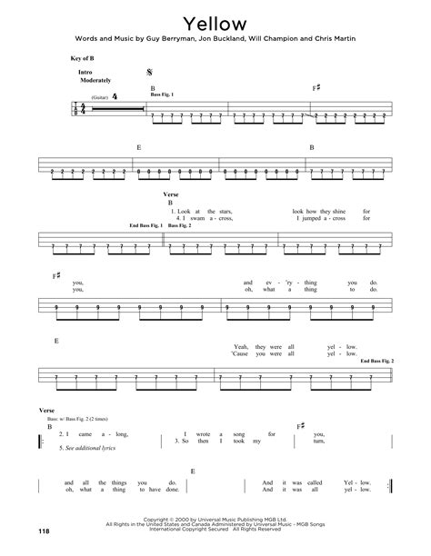 Chord Guitar Coldplay Yellow