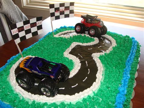 3 year old boy birthday cake. Grass tip + gum paste road. #racetrack 3 ...