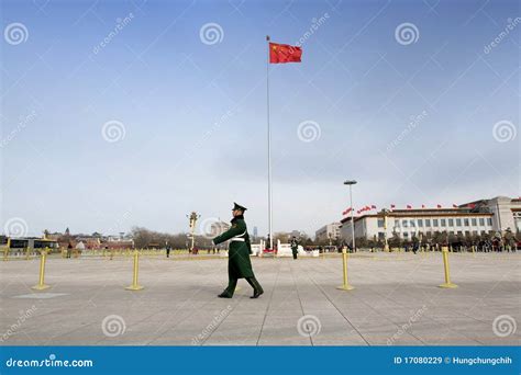 Security Guards Patrol on Tiananmen Square Editorial Stock Image - Image of chinese, military ...