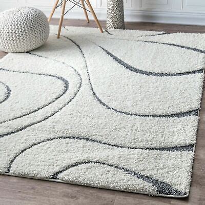 nuLOOM Shaggy Curves Design Contemporary Modern Shag Area Rug in Off White | eBay