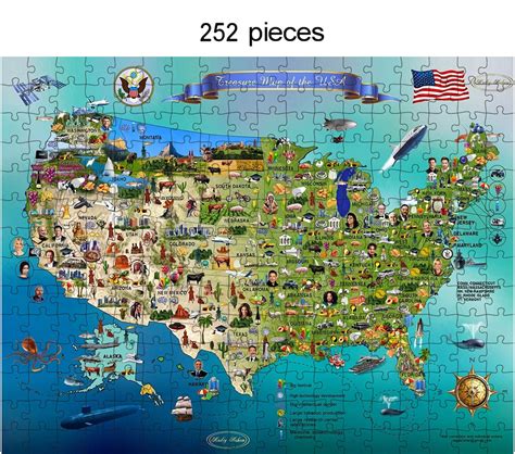 Usa Map Jigsaw Puzzle Educational Game for Children and Adult, Board Game Us Map World Map ...