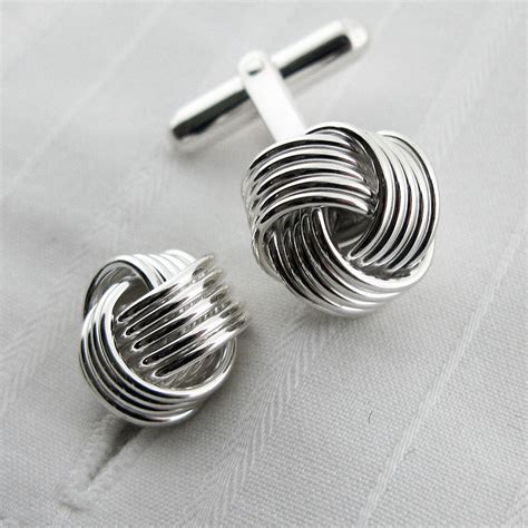 Designer Solid Silver Knot Cufflinks | English Cufflinks