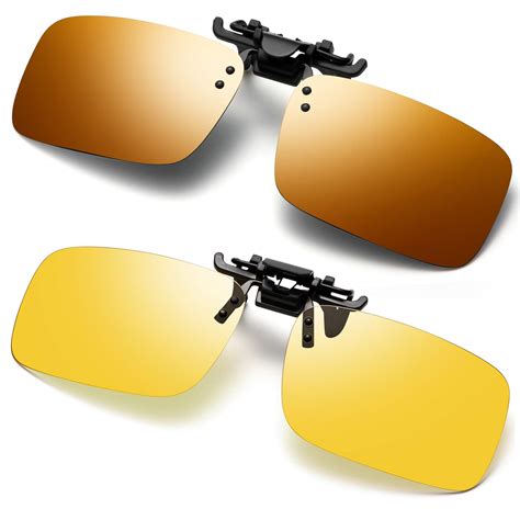 Buy Polarized Flip Up Clip-on Sunglasses Anti-Glare UV 400 Lens Fishing Driving Sunglasses Fit ...